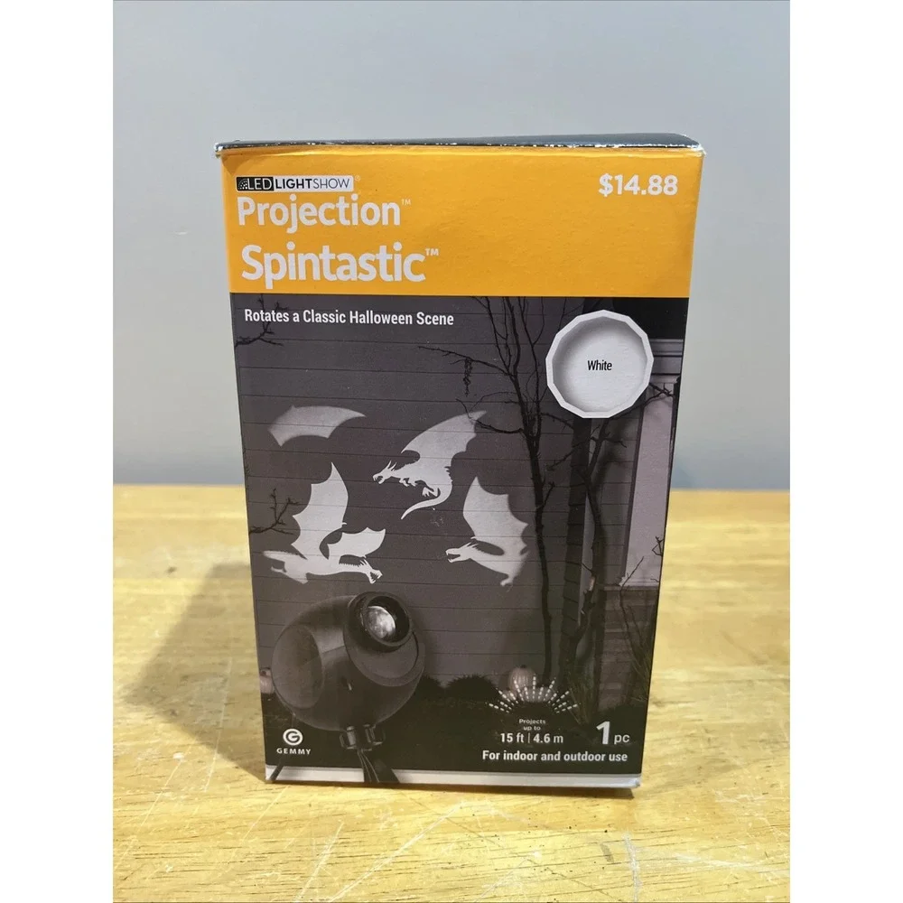 Gemmy Light‎ Show Projection Spintastic Dragons White  LED 15 Ft